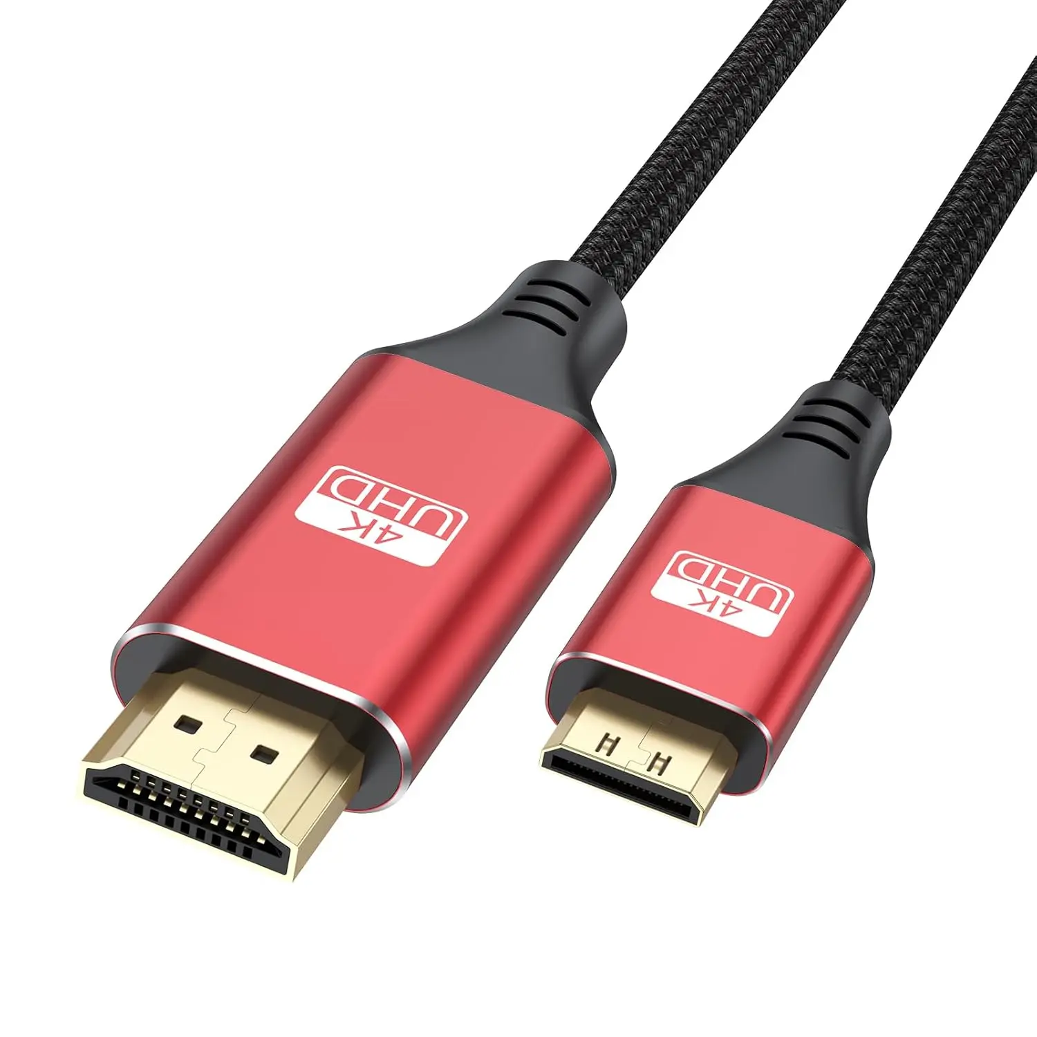 Mini HDMI to HDMI Cable 1FT, 4K HDMI to Mini HDMI Cable Short High Speed HDMI Mini 2.0 Braided Cord 4K@60Hz, 2K, 3D for Camera, Camcorder, Tablet, Laptop, HDTV, Graphics