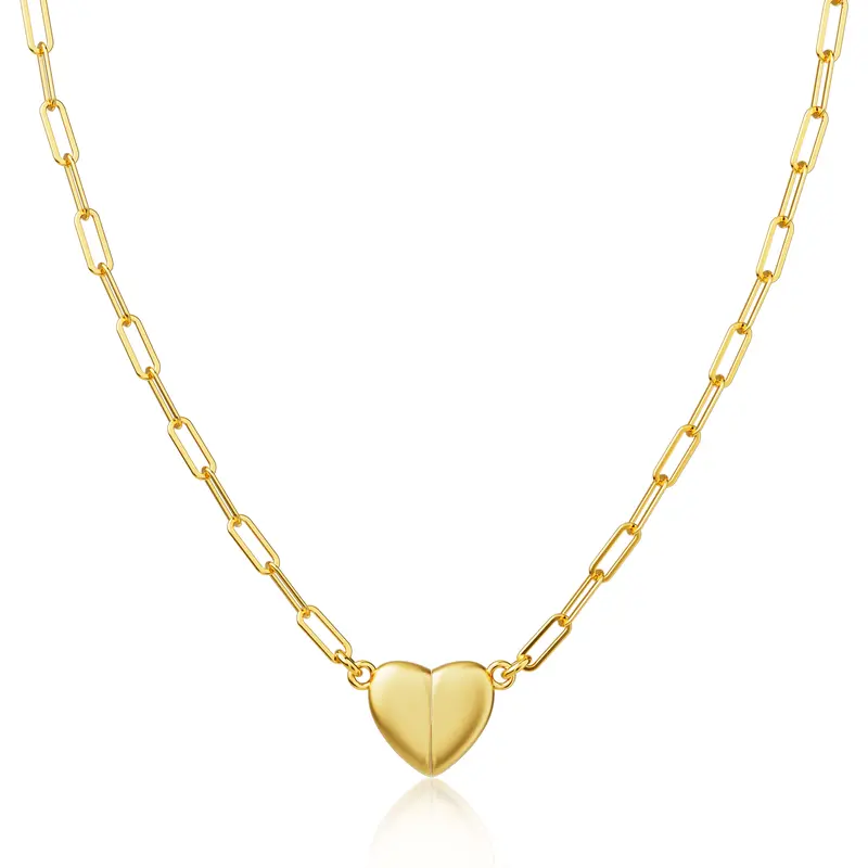 Tewiky 14K Gold/Silver Plated Heart Shape Pendant Magnetic Necklace for Women Dainty Fashion Choker Necklace Jewelry Love Party Mother's Day Gift