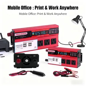 5000W 12V to 120V Power Inverter, 60Hz Stable Output with ±10% Voltage Regulation, 3 AC Outlets + 4 USB 5V 2.4A Ports, Multi-Device Charging for Car, RV, Camping, Road Trips, Emergency Backup & Off-Grid Power Use