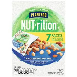 NUT-rition Wholesome Nut Mix, 7.5 oz Box (Contains 7 Individual Pouches) - Cashews, Almonds and Macadamias Snack Mix - No Artificial Flavors, No Artificial Colors, No Preservatives - Kosher