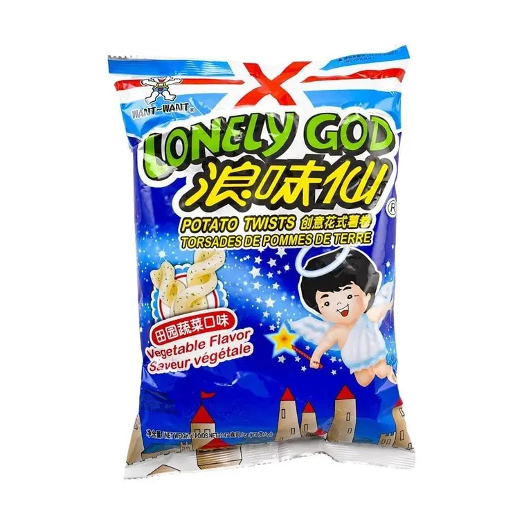 Want-Want Lonely God Onion Veggie Seasoning Crisps - 70g Ambient Refined Sugar-Free Light Snack with Herb-Umami Kick, Crisp Bite for Fans of Savory Snacks, Party & Watch Party Treats