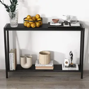 Slim Hallway Console Table, Farmhouse 2-Tier Shelf with Reinforced Side Legs, 109x25x76.5cm, Narrow Entryway Table for Living Room Office Foyer