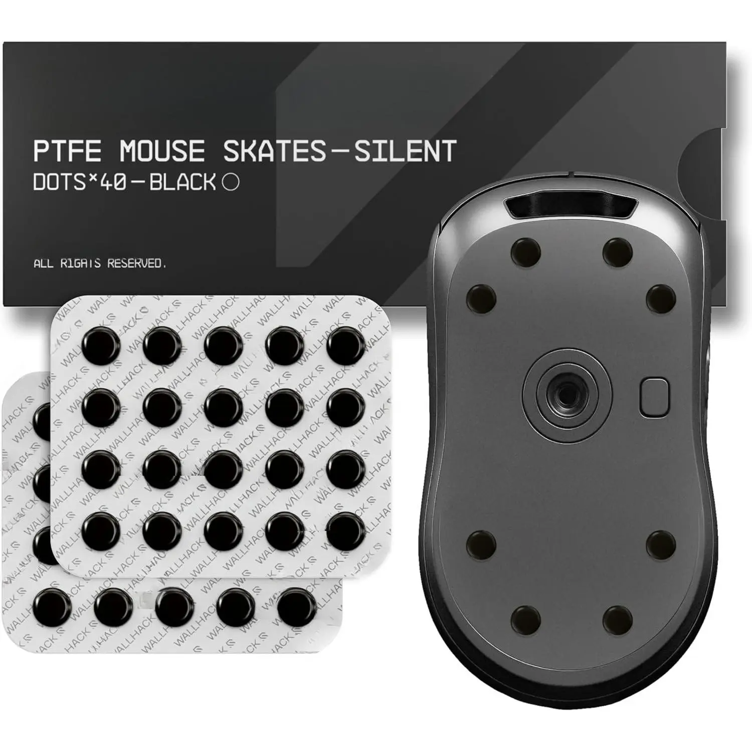PTFE Dot Silent  Skates |  Universal Skates for Gaming Mice | Ultra-Smooth Glide  Cloth & Glass Pads | Customize Speed & Control | , Easy to Apply | Black 7mm x 7mm