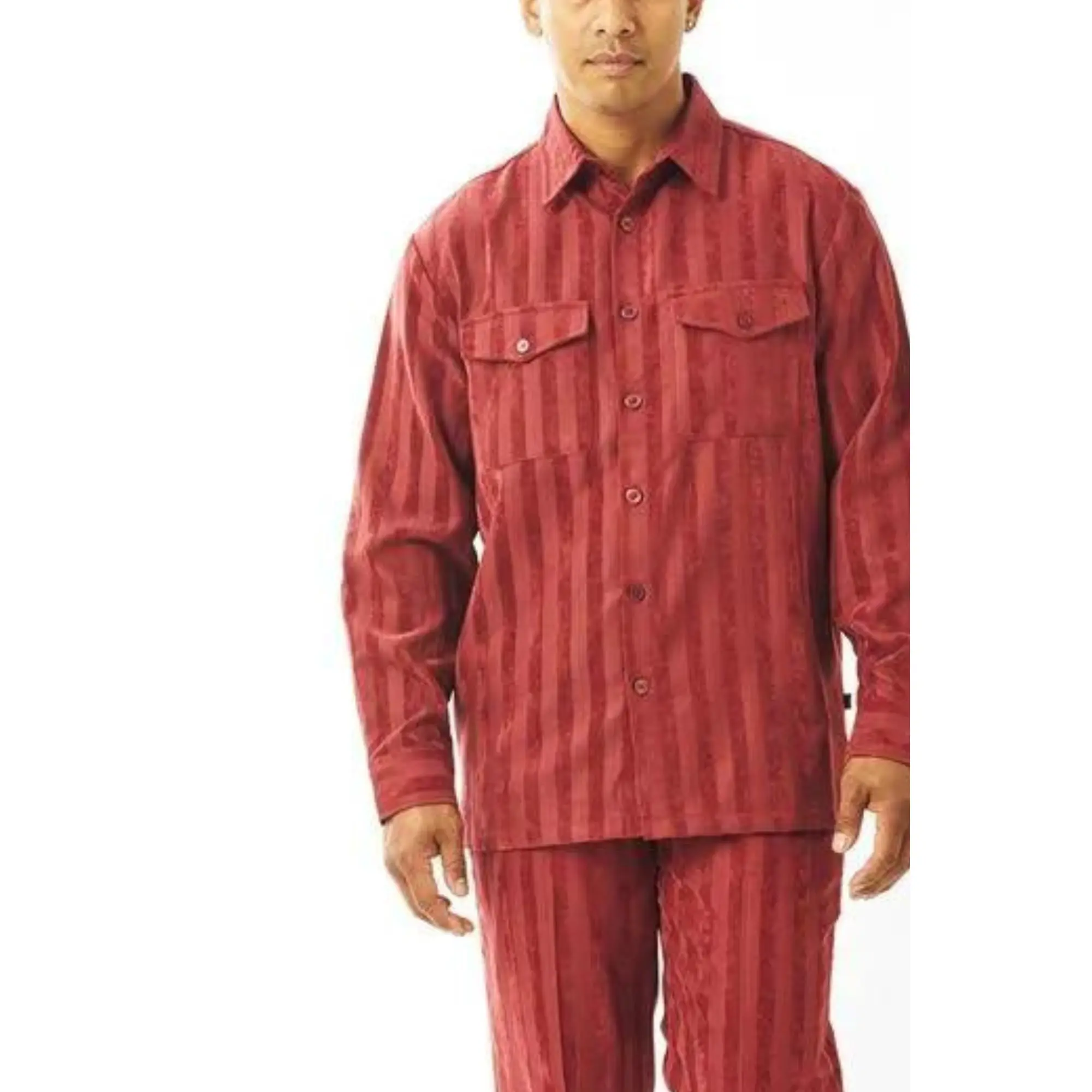 Elven Collection: Men's Burgundy Velour Corduroy 2-Piece Walking Suit Set