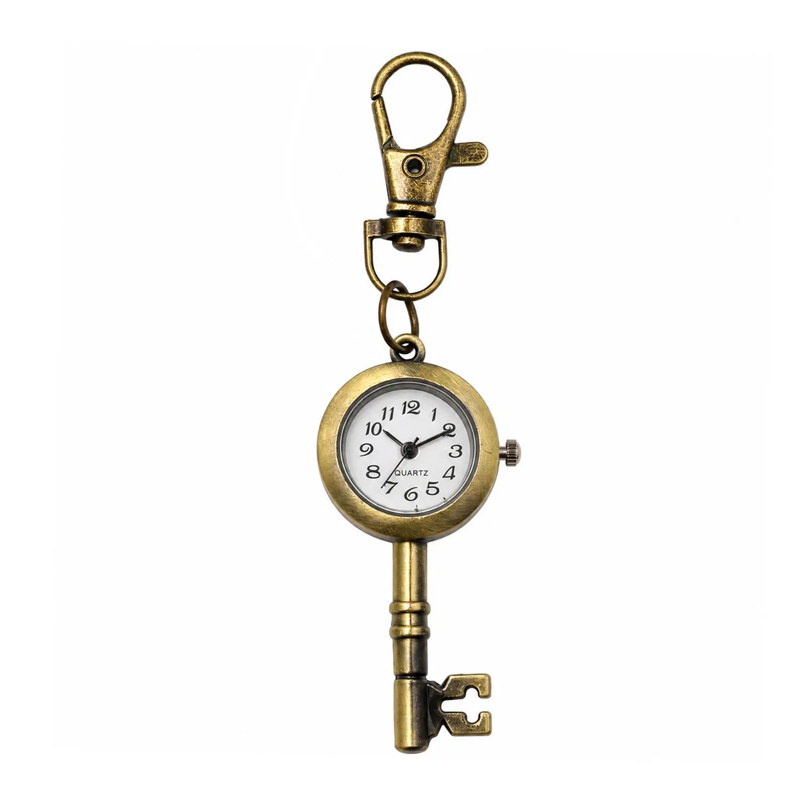 OIDEA Vintage Skeleton Key Carabiner Pocket Watch Quartz Keychain Clip-On Backpack Charm in Antique Bronze for Men and Women