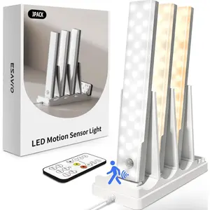 3-Pack Under Cabinet Lighting with  Station, 2000mAh Rechargeable  Motion Sensor Lights, 3 Color Temps, Dimmable, Timer, , with Remote Control for Kitchen, Closet