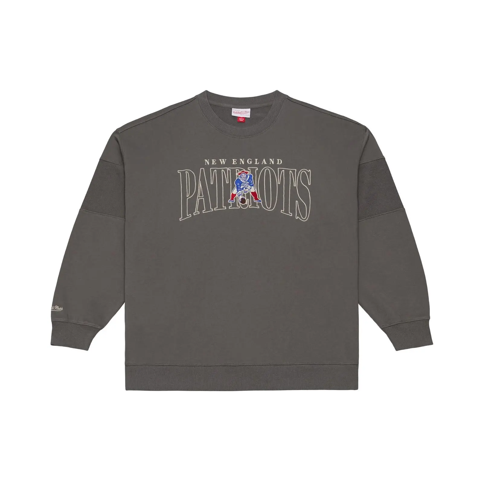 New England Patriots Gray Heritage Hues Fleece Sweatshirt NFL Throwback Crewneck Vintage Fan Gear Mitchell & Ness