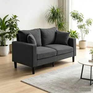 57 " High Resilience Loveseat Sofa, Wooden Frame 2 Seat Sofa, Comfy , Small Space Saving Modern Upholstered Sofa, Living Room Bedroom Apartment Small Space ,Dark gray