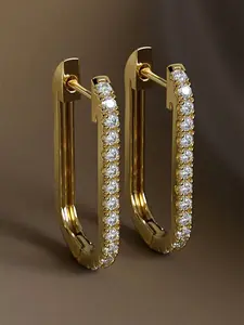 1 Pair Gorgeous Cubic Zirconia Hoop Earrings For Women For Wedding Engagement Anniversary Party Jewelry Valentine's Day Gift