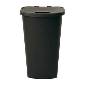 11 Gallon Kitchen Trash Can – Black Plastic with Lift Top