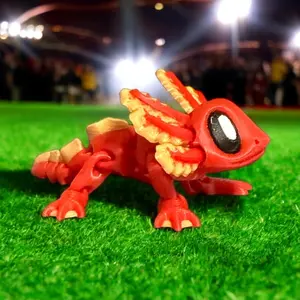 Unisex Kansas City Football Team Colors 3D Printed Axolotl Fidget Toy - 3D Printed Stuff, Flexible Articulation, Stress Relief, Decor Ornament for Kids & Fans, Flexibility