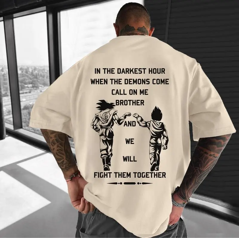 Unisex Drag0n Ball Anime Character Print T-shirt Hoodie Sweatshirt, Goku & Vegeta Shirt, Gift For Anime Lovers, Anime Enthusiast, Manga Gym Shirts for Best Friends (Up 1-3 Size If You Want Loose-fit)