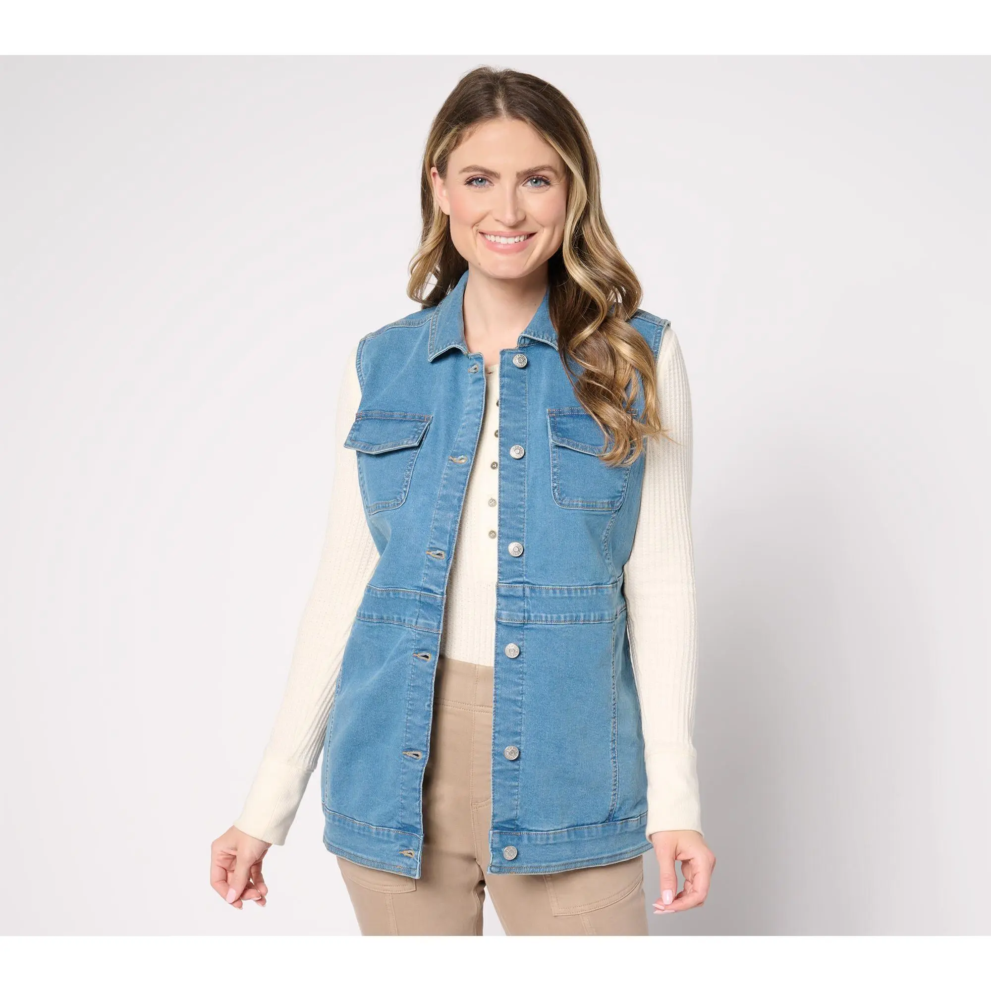 Denim & Co. Classic Stretch Indigo Denim Vest