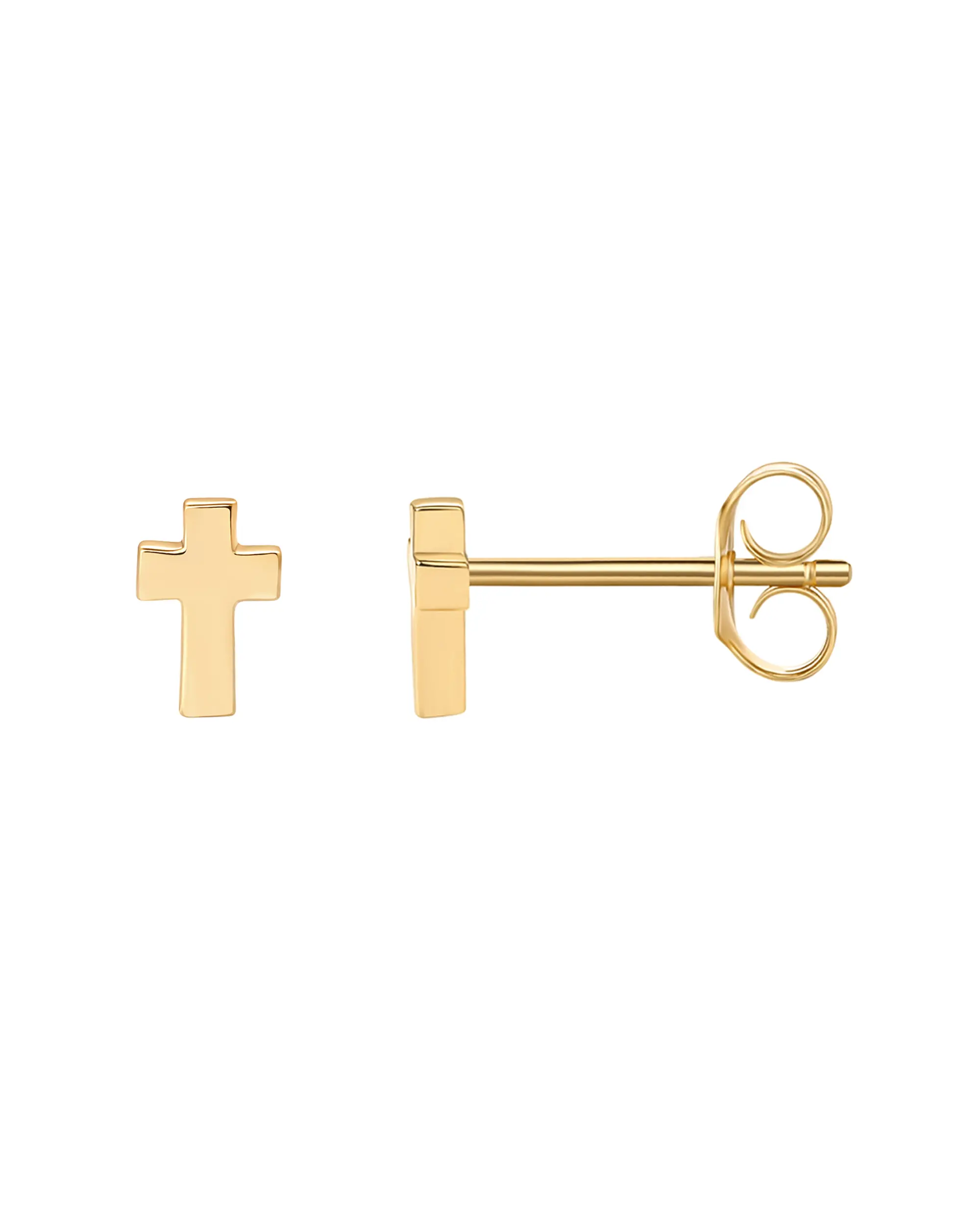 PAVOI 14K Gold Plated Sterling Silver Posts Cross Earrings for Women - Small Religious Faith Cubic Zirconia Cross Studs Huggies Earrings