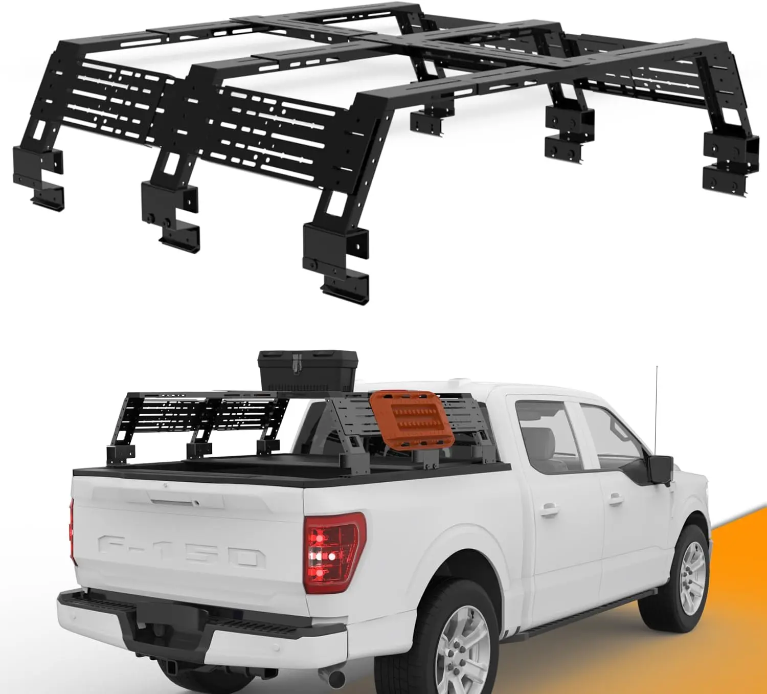Adjustable Overland Truck Bed Rack for Full-Size Pickup without inner bed rails