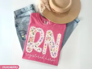 Comfort Colors RN Shirt, Floral Registered Nurse Shirt, Nursing School Graduation Gift, Gift For Registered Nurse, RN Appreciation Tee, Full Colors