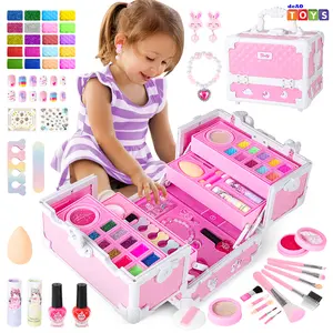 Pretend Play Makeup Kit,Washable Makeup Kit with Unicorn Bag,Make Up Kit for Christmas Birthday Gifts