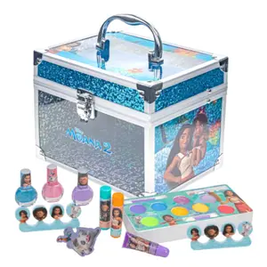 Moana 2 Train Case Beauty Set for Girls, Real Washable Makeup Kit, Play Makeup, Pretend Play, Party Favor, Ages 3-12 by Townley Girl