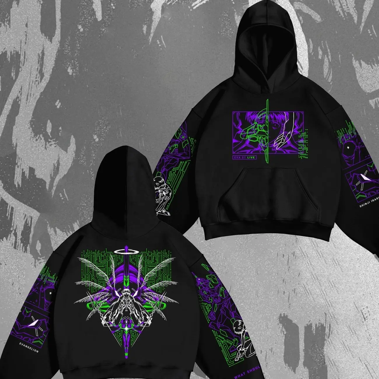 Evangelion EVA Unit-01 Hoodie – Shinji Ikari Neon Genesis Hoodie, Cyber Mecha Anime Streetwear Pullover 6