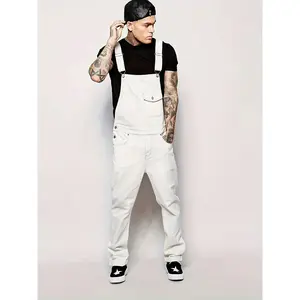 Men'S Ripped Denim Overalls with Adjustable Straps, Featuring a Trendy Hippie Style And Distressed Design..