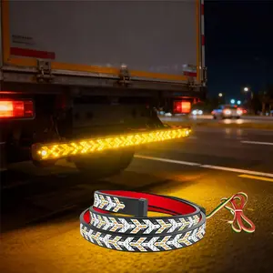 Upgraded 60" Arrow LED Tailgate Light Bar Strip with Fall Warning Signal,Arrow Turn Signals,IP67 Waterproof Led Light Strip for Truck Flexible Switchback Red Amber Yellow Sequential Turn Signal Light, Strobe (Flashing) Brake Lights, Running Tail Light Kit