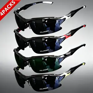 4-Pack Outdoor Polarized Fashionable Sports Glasses for Men & Women – Windproof, Suitable for Baseball, Running, Fishing, Golf & Driving