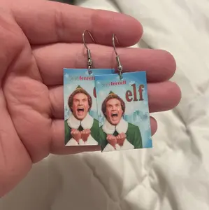 Elf Christmas Will Ferrell Earrings - Festive Movie-Themed Dangle Earrings for Holiday Gifts