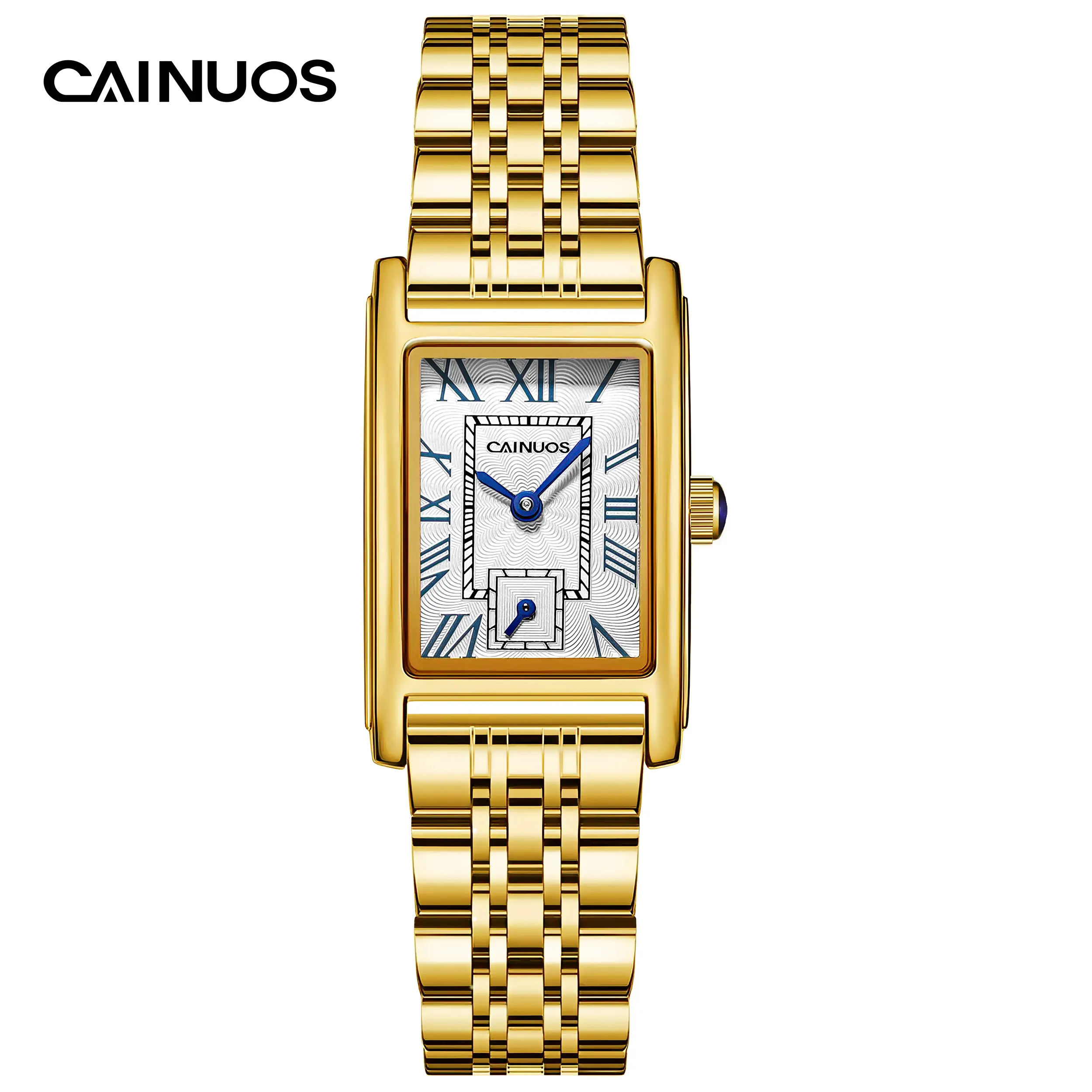 CAINUOS 5041 Women's Rectangle Quartz Watch - 22×26mm, Quartz Drive, Roman Dial, Lightweight Slim, Daily Splash Waterproof, High Hardness Mineral Glass, Stainless Steel Strap, Elegant Female Wear Timepiece, Scratch Proof