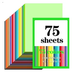 75 Sheets  Colored Cardstock,Assorted Colored Cardstock 75 Colors 180GSM/65LB Multicolor Construction Paper for DIY Crafts, School Supplies,Party Decorations (Mix color 75Pcs)