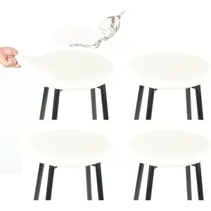 Round Stool Covers, Stretch Waterproof 15"-20" Bar Stool Seat Cover Round Chair Covers White 4 Pack
