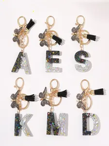 1PC/ Alphabet Initial Letter Keychain accessories key rings Cute Butterfly-Shaped Charm with key Ring Purse Bag Backpack pendant - Unique Women's Gift Idea for Friends and Family