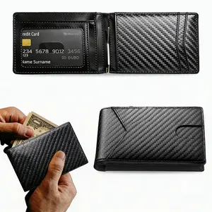 Wallet for Men Airtag, Leather Mens Wallet with Airtag Holder, Carbon Fiber Mens Slim Front Pocket Airtag Wallet, Gift Box and Screen Protector Included, AirTag Not Included, Slim, Card Holder, Minimalist wallet men