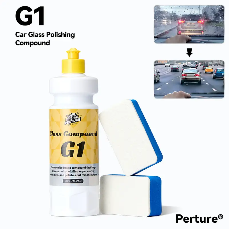 PERTURE G1 Car Glass Compound for Automotive Glass Polish - Removes Water Spots, Road Oils, Windshield Haze, and More