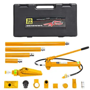 Garvee 20 Ton Porta Power Kit Heavy Duty Hydraulic Ram with Secure Transport Case for Auto Shop Frame Repair Construction Equipment Professional Grade Lifting Tool Yellow