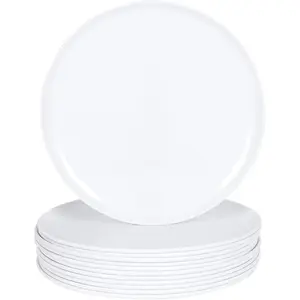 Molidiki Melamine Dinner Plate Set of 12 Lightweight Round Kitchen 10.5in Plates Set for Salad, Pasta –Unbreakable RV, Camping Dining Serving Dishes for Parties