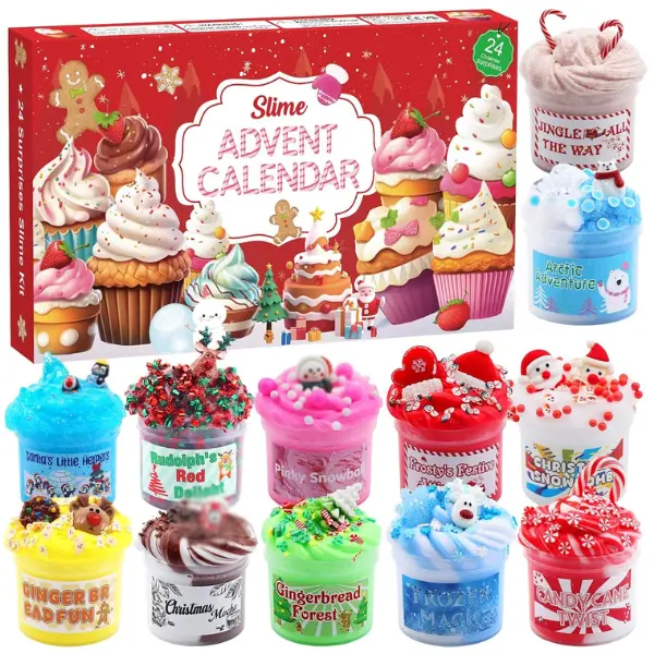 Cozy Winter Christmas Gift Slime Advent Calendar 2026 for Kids 24Day Christmas Countdown Kit Xmas Advent Calendars with Different Texture Fluffy Slime Kit Sensory Toy Gifts for Teens Boys Girls Ages 6 7 8 9 10 11 12 Christmas Presents xmas Gift for Women