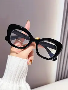 Plastic Large Frame Square Transparent Fashion Glasses, Classic Design, Decorative Eyewear, Stylish Clear Lenses, Trendy Accessory