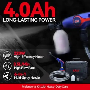 SALI 20V Brushless Cordless Pressure Washer, 217 PSI Portable Power Washer with Dual 4.0Ah Batteries (45 Mins), 6-in-1 Nozzle Car Wash Cannon & Heavy-Duty Case
