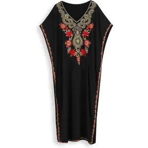 Moroccan Kaftan Dresses for Women Plus Size Caftans Loungewear Embroidered Beach Kaftan Cover up mumu House Dress