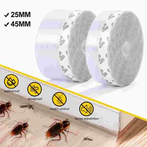 Self-Adhesive Transparent Silicone Seal Strip (16FT x 45mm) - No Residue Wind & Draft Stopper for Doors, Windows & Glass Gaps - Strong Weatherproof Barrier