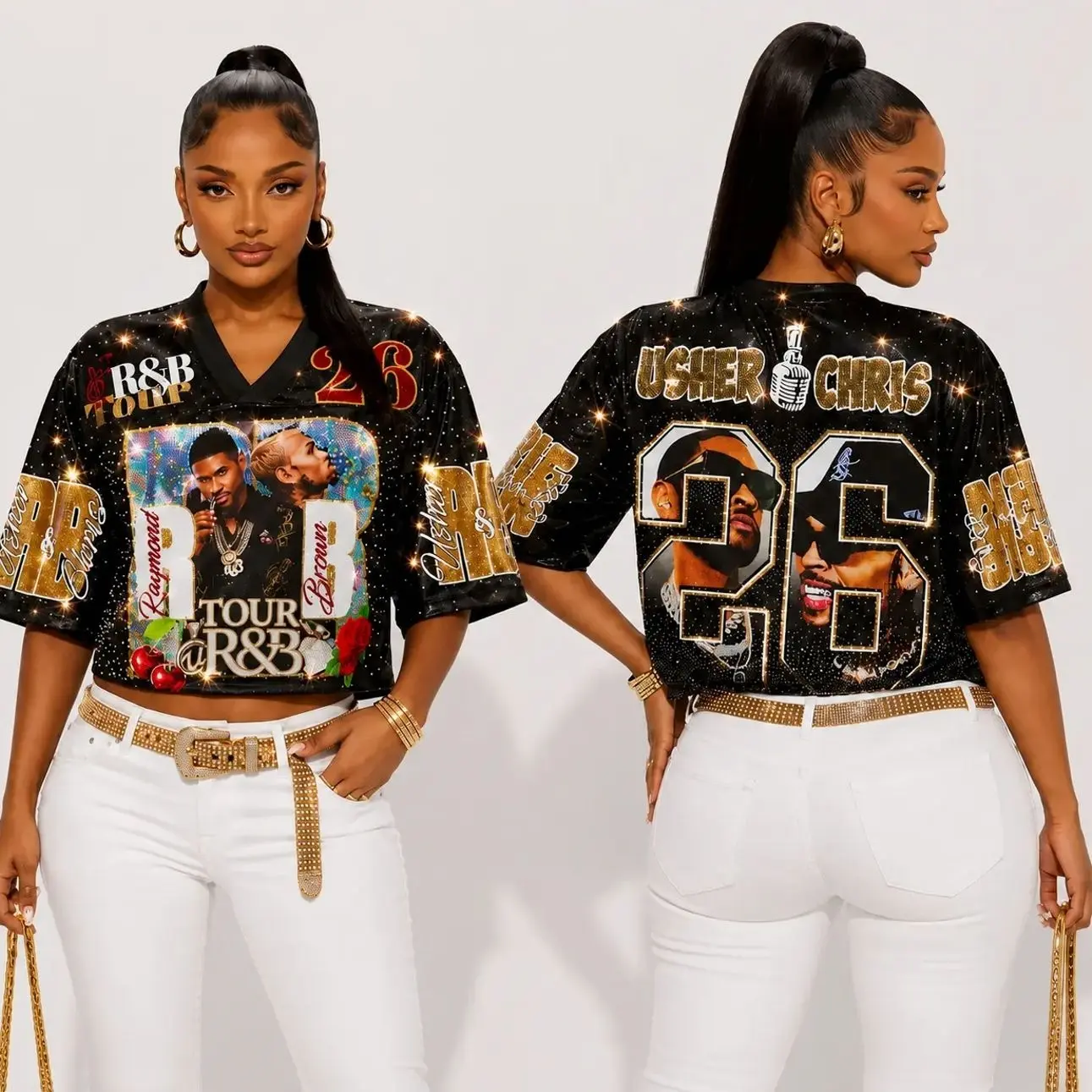 R&B Tour Jersey — Fully Loaded Glam Edition Glitter Crop Top Jersey - Personalized 3D Sleeveless Vintage Sports Shirt, Music Lover Gift, Concert Outfit