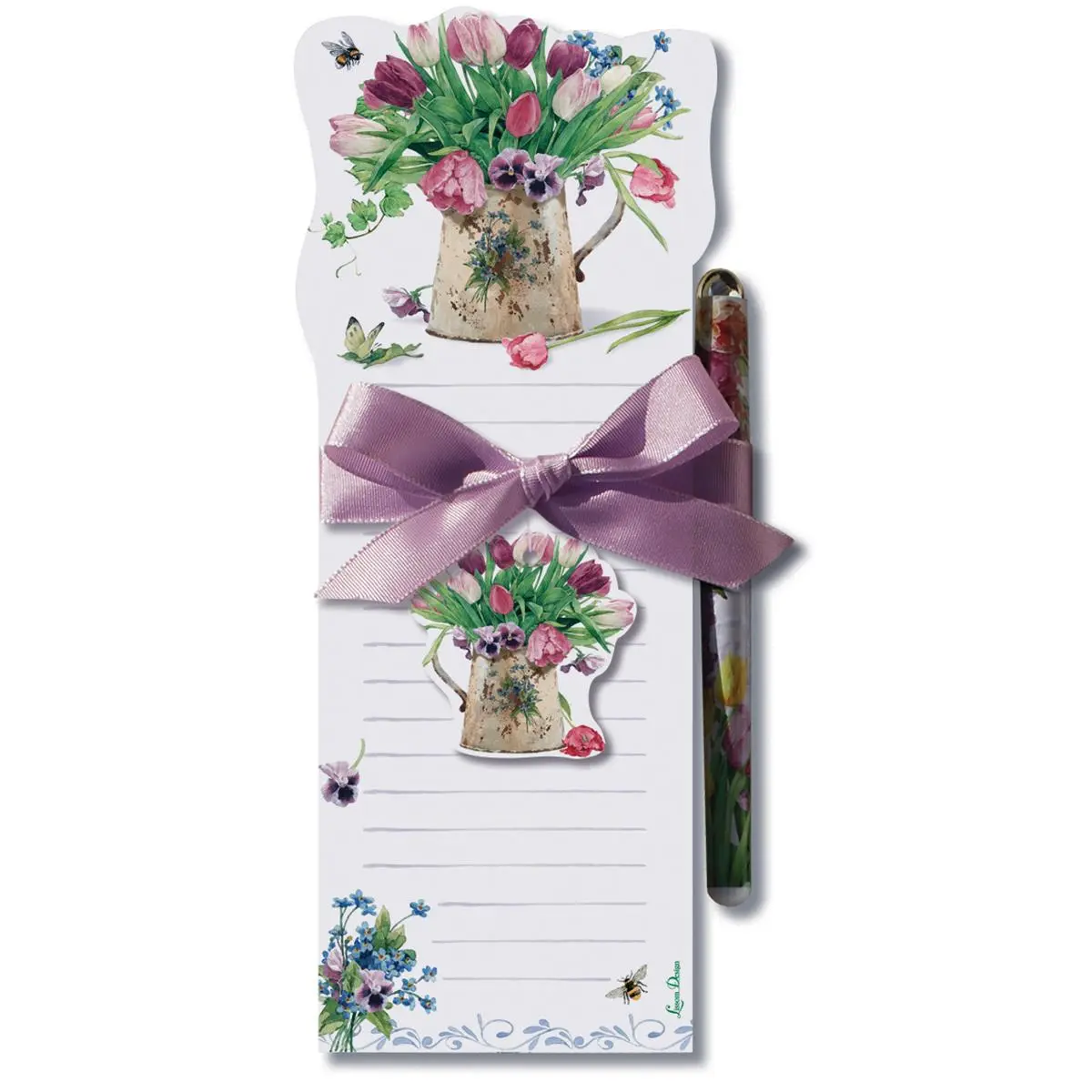 212 MAIN Lissom Design Flower Die-Cut List Pad - 0.35 lbs, 8.25" h x 0.5" w x 4" l, Stationery Office Supplies, Die-Cut Art, Decorative Wrap Band, Office Flower Theme Decor, Attention To Details