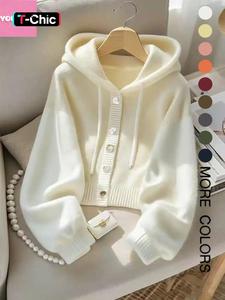 autumn winter new soft comfortable hooded sweatshirt jacket, lazy style unique design casual fashion knit cardigan, elegant long sleeve top
