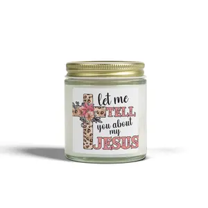 Leopard Floral Cross 'Let Me Tell You About My Jesus' Candle