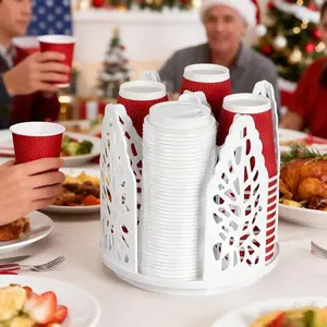 Multifunctional Rotating Paper Cup Dispenser Holder,Disposable Coffee Cup Storage & Lid Rack for Countertops,Coffee Stations Organizer Storage,Kitchen Organization,Office Coffee Cup Holder Storage Containers,Home Organizers,Storage Organization