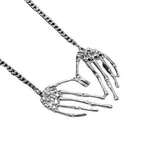 Vintage Hollow Skull Pendant Necklace - Punk Gothic Alloy Skeleton Chain Jewelry for Men & Women, Halloween Party Accessory, Classic Street Fashion Piece gifts girlfriend