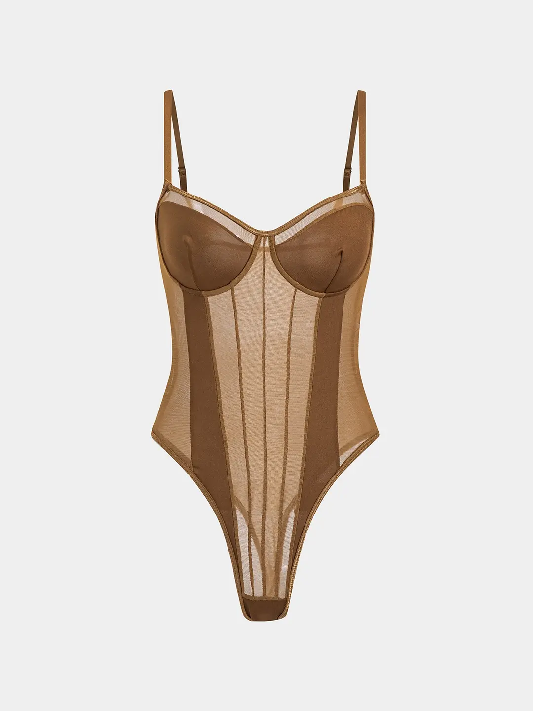 Mesh Backless Sheer Patchwork Corset Slip Sleeveless Bodysuit