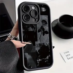 Vintage Black and White Style Book Rose Moon Pattern Phone cases Case Compatible with iPhone 17 Pro Max 16 16e 15 14 Plus 13 12 Mini 11 Air X XS Pattern TPU Lens Protection Durable Soft Cover Gift