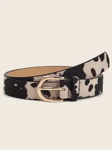 Women's Y2K Cow Print Belt, Cowboy Cowgirl Belt, Vintage Metal Buckle Waistband, Perfect for Jeans Dresses Parties Music Festivals Daily Wear