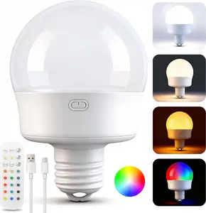 Rechargeable Battery Operated Light Bulbs, E26 Screw in (Magnetic Detachable) Light Bulb for Lamps with Remote Control &Timer, Wireless Puck Emergency Lamp for Non-Hardwired Wall Sconce